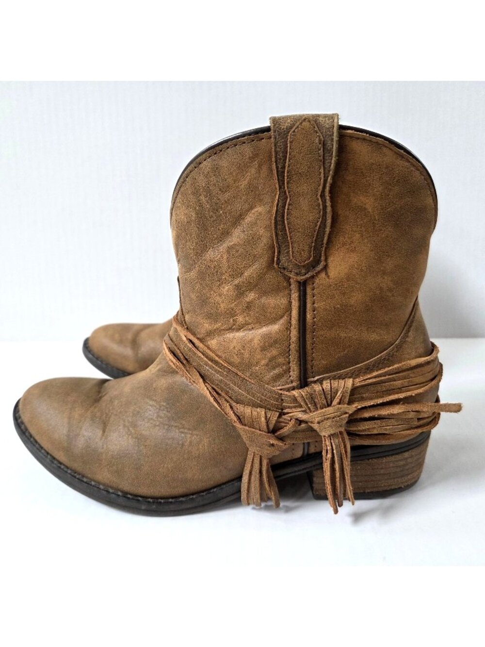 Laredo Boots Womens 10 Brown Leather Kyra Western Cowgirl Boho Ankle Booties